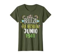 Hecha En Junio 1941 Mujer Regalo 81 años Cumpleaños Camiseta, Mujer, Verde Oliva, 3XL