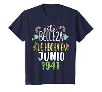 Hecha En Junio 1941 Mujer Regalo 81 años Cumpleaños Camiseta, Niños, Azul Marino, 8 años