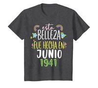 Hecha En Junio 1941 Mujer Regalo 81 años Cumpleaños Camiseta, Niños, Jaspeado Oscuro, 10 años