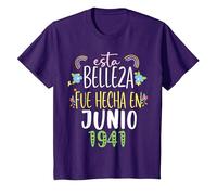 Hecha En Junio 1941 Mujer Regalo 81 años Cumpleaños Camiseta, Niños, Morado, 10 años