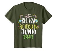 Hecha En Junio 1941 Mujer Regalo 81 años Cumpleaños Camiseta, Niños, Verde Oliva, 2 años