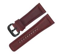 HECHENBAO Correa de reloj de cuero esmerilado compatible con la serie M2, Q2 y P3 de 28 mm, ideal for uso diario.(Brick red Black)