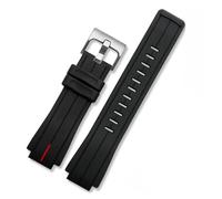 HECHENBAO Correa de silicona compatible con el modelo 5618 ECB-10HR-1APR, correa deportiva impermeable for uso diario.(Black red-silver)