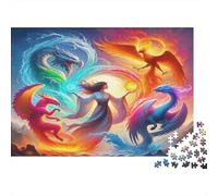 Hechicera de Dragones Elementales Puzzle de 1000 Piezas Papel para Adultos Arte Fantástico Juego de Puzzle 1000 Piezas Relajante Hogar Regalo 52x38cm/1000pcs