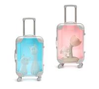 HECHKJ 2 Piezas Mini Maleta Pequeña Caja de Regalo, Maleta en Miniatura ABS, Colores Azul y Rosa Mini Maleta de Viaje, Ideal para Fondos Vacacionales y Bonos de Viaje