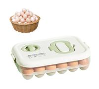HECHKJ Huevera para frigorífico, caja de huevos de plástico con temporizador, 24 compartimentos, caja de almacenamiento portátil para huevos, caja de huevos con tapa, para refrigerador de cocina