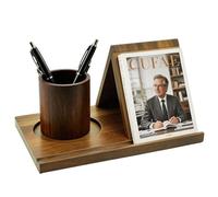 HECHKJ Soporte para Libros Triangular, Madera de Acacia Atril para Libros Simple, Reposalibros de Madera con Portavasos, Regalos para Lectores, para Escritorios, Mesitas de Noche, Regalos
