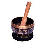 Hecho a mano 10639 Campana de Metal Tibetano Budista Canto Instrumento Musical para Meditación con Palillo y Cojín - Calidad Superior