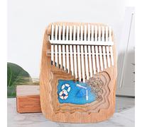 Hecho a mano 3D Mibra 17 teclas Kalimba Africana Pesca Piano de Madera Pulgar Grabado Micro Paisaje Decoraciones (color D, tamaño: 17 teclas)