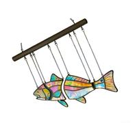 Hecho a mano acrílico rojo pez tambor costas para decoración colgante iris atrapador de sol para ventana jardín interior exterior pantalla diseño artístico reflexión de luz vívida versátil colgante