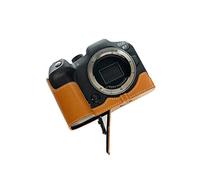 Hecho a mano de cuero auténtico media cámara caso caso cubierta para Canon EOS R7 Sandy Brown color