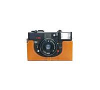 Hecho a mano de cuero auténtico medio cámara caso cubierta del bolso para Konica C35 EF Sandy Brown color