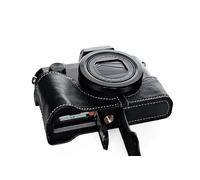 Hecho a Mano de Cuero del Caso Real Cámara Genuino Medias de la Cubierta del Bolso para Canon G5X Bottom Negro Versión de Apertura