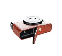 Hecho a Mano de Cuero del Caso Real Cámara Genuino Medias de la Cubierta del Bolso para Canon G9X Marrón Inferior Versión Apertura