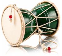 Hecho a mano de madera y cuero clásico indio folk Dumroo Damroo Damaru batería de mano Set percusión decorativo coleccionable Showpiece instrumentos musicales mundiales