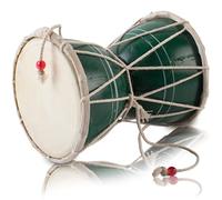Hecho a mano de madera y cuero clásico indio Folk Dumroo Damroo Damaru Juego de tambor de mano percusión decorativo coleccionable Showpiece World Musical Instruments