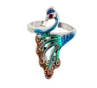 Hecho a mano de punto de pavo real PC herramientas de tejer de metal ganchillo hilo guía anillos con tamaño ajustable anillo y bucles de tensión para un uso eficiente y cómodo (azul-B)