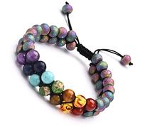 Hecho a mano DIY Yoga siete Chakra piedra de lava Natural tejida pulsera hombres mujeres joyería multicapa 7 Chakra encanto pulsera, colorido