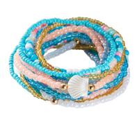 Hecho a mano multicapa playa de vocación playa perlas pulsera estilos accesorios de joyería impermeable para mujeres trajes pulseras de capas de mujer, talla única, como se describe