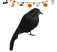 Hecho a mano negro Feathered Crow, Pumpkin Light Accessories, Raven Decor Ornaments, Holiday Christmas Crafts, Best Handmade Black Feathered 6,3 pulgadas Artificial Crow For Holiday Crafts And