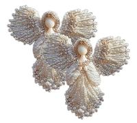 Hecho a mano perla Angel Brooch, Elegant Angels Wing Jewelry Pin with Rhinestone Acents,Spiritual Keepsake Gift for Daily Wear,Christmas,Fashion Jewelry Birthday Gifts, 8*6cm/3.15*2.36in, Perlas