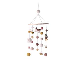 Hecho a mano y certificado de comercio justo, Gry & Sif, elegante diseño danés x artesanos nepalíes, bebé móvil con animales de fieltro para la cuna, parque cambiador, habitación de bebé