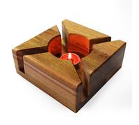 Hecho de Bambú Natural Velas de Té Calientaplatos, Resistente al Calor Calentador a Velas, Hecho a Mano Tetera con Calentador Vela, Calientaplatos para Tetera Adecuado para Teteras Bebidas Café