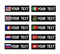 hecho de encargo Ejército UK france USA italy russia nombre etiqueta bordado parche con hook backing 2 piezas