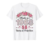 Hecho en 1968, Regalos Florales de 58 cumpleaños para Mujeres de 58 años Camiseta
