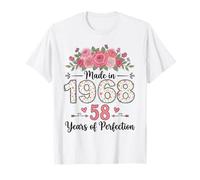 Hecho en 1968, Regalos Florales de 58 cumpleaños para Mujeres de 58 años Camiseta