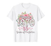 Hecho en 1970, Regalos Florales de 55 cumpleaños para Mujeres de 55 años Camiseta