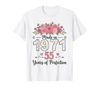 Hecho en 1971, Regalos Florales de 55 cumpleaños para Mujeres de 55 años Camiseta