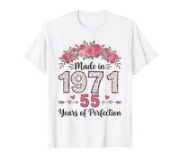 Hecho en 1971, Regalos Florales de 55 cumpleaños para Mujeres de 55 años Camiseta