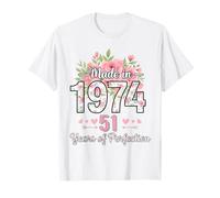 Hecho en 1974, Regalos Florales de 51 cumpleaños para Mujeres de 51 años Camiseta