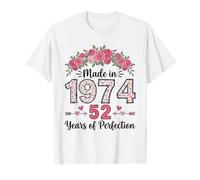 Hecho en 1974, Regalos Florales de 52 cumpleaños para Mujeres de 52 años Camiseta