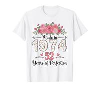 Hecho en 1974, Regalos Florales de 52 cumpleaños para Mujeres de 52 años Camiseta