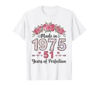 Hecho en 1975, Regalos Florales de 51 cumpleaños para Mujeres de 51 años Camiseta