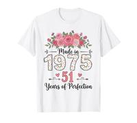 Hecho en 1975, Regalos Florales de 51 cumpleaños para Mujeres de 51 años Camiseta