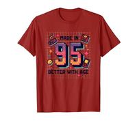 Hecho en 95 Better with Age Birthday Gift Retro Gaming Camiseta, Hombre, Arándano, M