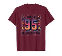 Hecho en 95 Better with Age Birthday Gift Retro Gaming Camiseta, Hombre, Granate, M