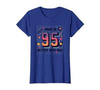 Hecho en 95 Better with Age Birthday Gift Retro Gaming Camiseta, Mujer, Azul Real, XXL