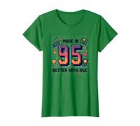 Hecho en 95 Better with Age Birthday Gift Retro Gaming Camiseta, Mujer, Verde Kelly, XXL