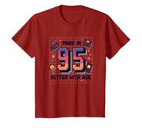 Hecho en 95 Better with Age Birthday Gift Retro Gaming Camiseta, Niños, Arándano, 6 años