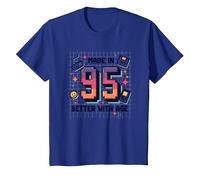 Hecho en 95 Better with Age Birthday Gift Retro Gaming Camiseta, Niños, Azul Real, 4 años