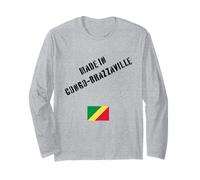 Hecho en Congo-Brazzaville con Bandera Divertida Manga Larga