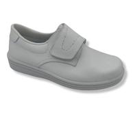 Hecho en España PERCLA - Zuecos Sanitarios - Zuecos para Trabajar - Calzado de Piel - Anatomico -Tallas del 36 al 45 (Zuecos Velcro sin Agujeros Blancos, Numeric_44)