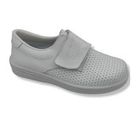 Hecho en España PERCLA - Zuecos Sanitarios - Zuecos para Trabajar - Calzado de Piel - Anatomico -Tallas del 36 al 45 (Zuecos Velcro con Agujeros Blancos, Numeric_44)