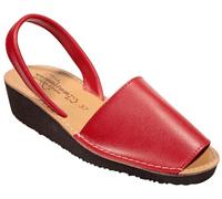 HECHO EN ESPAÑA Sandalias Ibicencas, Menorquinas de Piel con Cuña, 4 cm de Altura, Ibicencas de Verano, Cuero, Suela Ligera (ROJO CUÑA, Sistema tallas calzado EU, Adulto, Números, mediano, 37)