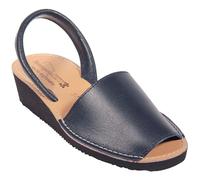 HECHO EN ESPAÑA Sandalias Ibicencas, Menorquinas de Piel con Cuña, 4 cm de Altura, Ibicencas de Verano, Cuero, Suela Ligera (AZUL MARINO CUÑA, Sistema tallas calzado EU, Adulto, Números, mediano, 39)