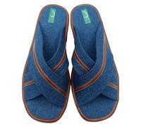 HECHO EN ESPAÑA Zapatillas de Estar por Casa - Pantuflas de Hombre - Calzado Destalonado - Calzado Ligero - Zapatillas Originales - Zapatillas Perfectas para Regalar (TIRA CRUZADA VAQUERO, 41)